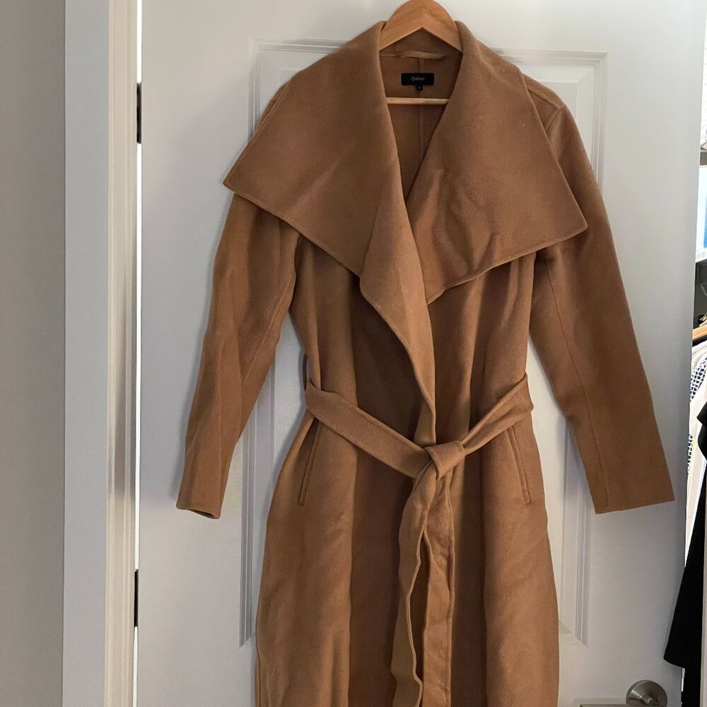 Quince Double-Faced Merino Wool Draped Collar Wrap Coat